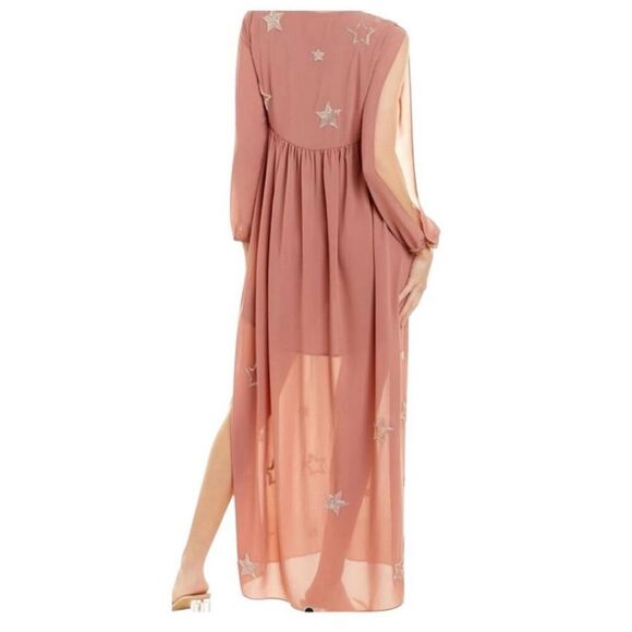 Chaser Women's S Pink Beaded Star Maxi Dress V-Neck Party‎ Cocktail - Picture 2 of 9